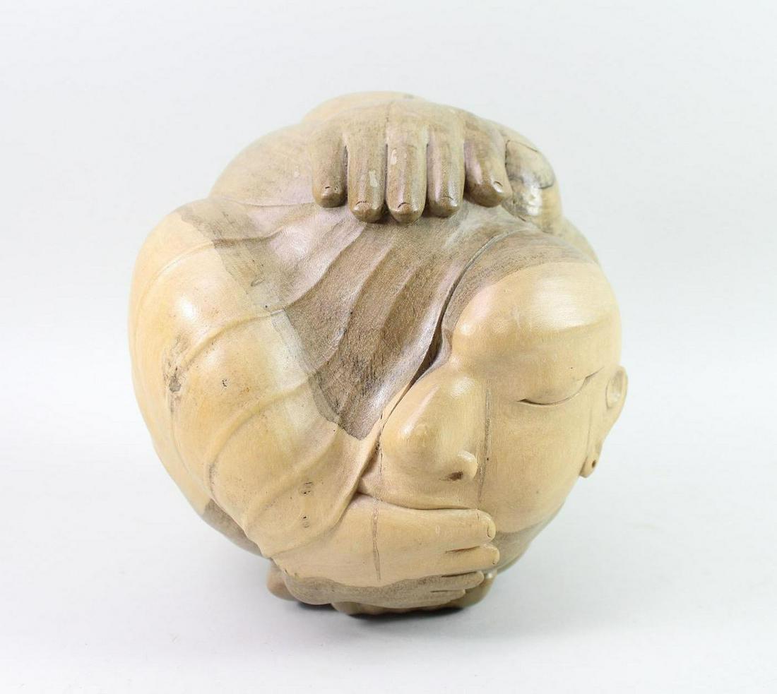 Carved Wood Weeping Buddha Yogi Ethnographic Sculpture (1 of 8)