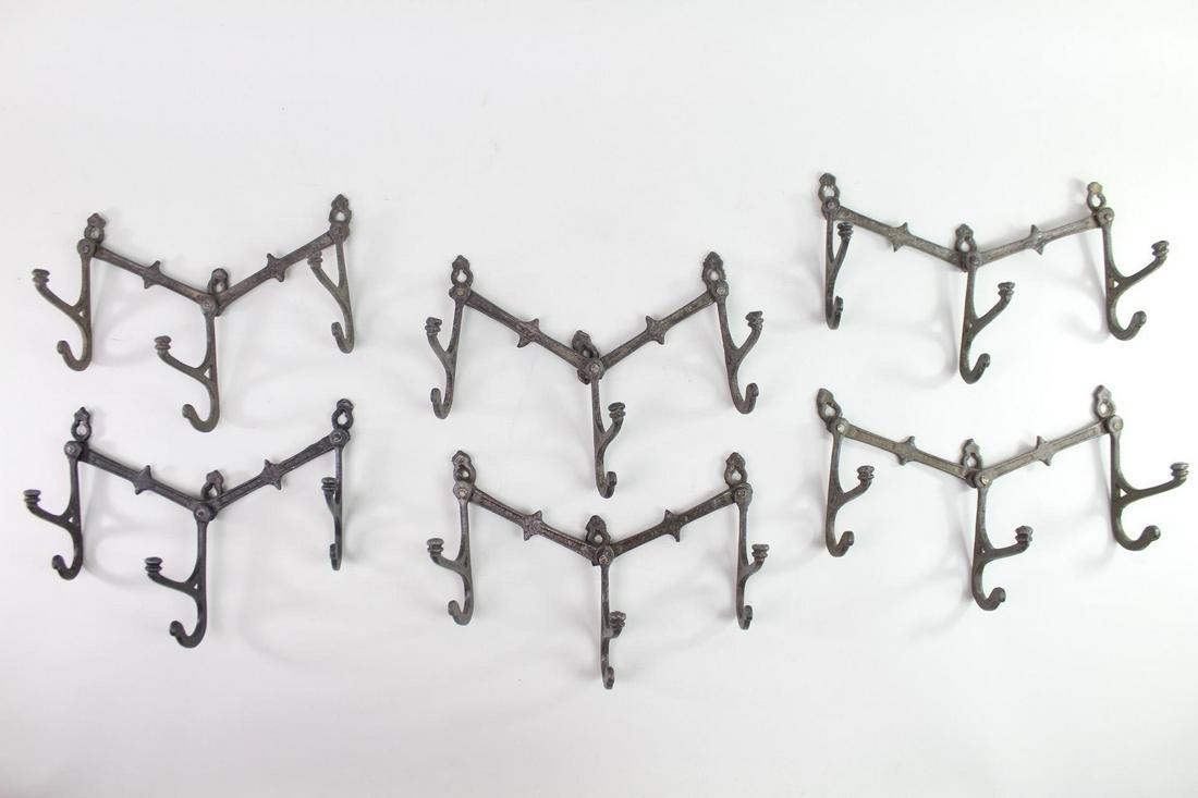 Six Sets of 3 Cast Iron Wall Coat & Hat Hanging Hooks (1 of 9)