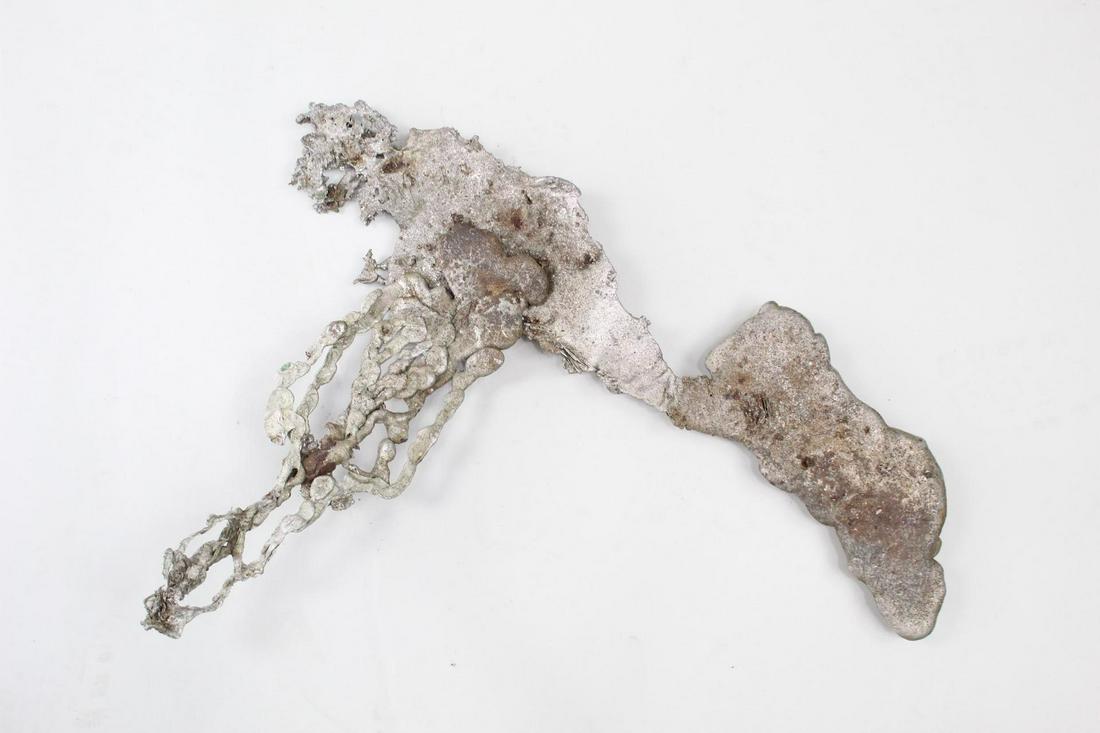Brutalist Metal Slag Found Art Sculpture, Chemiakin, 14: Abstract Metal Splatter Found Art, Chemiakin 14 of 35 Mixed metals Weight: 19.5 lbs Dimensions are 29 in h x 25 in w x 4.5 in d. This metal slag piece was handpicked by artist Mihail Chemiakin (b.1943