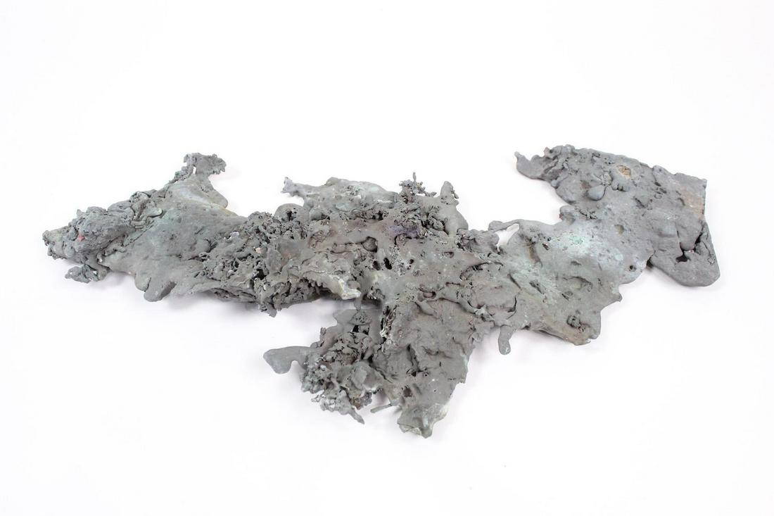 Brutalist Metal Slag Found Art Sculpture, Chemiakin, 18: Abstract Metal Splatter Found Art, Chemiakin 18 of 35 Mixed metals Weight: 29.5 lbs Dimensions are 13 in h x 27 in w x 2.75 in d. This metal slag piece was handpicked by artist Mihail Chemiakin (b.194