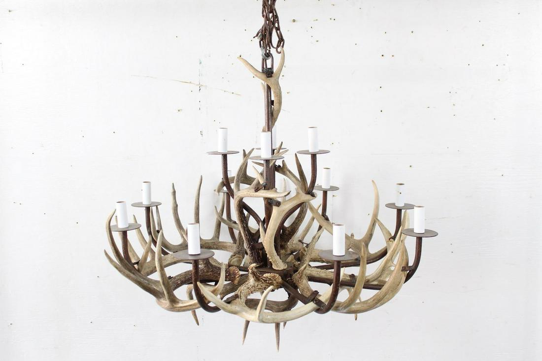 12 Light Deer Antler Chandelier, Adirondack Lodge (1 of 8)