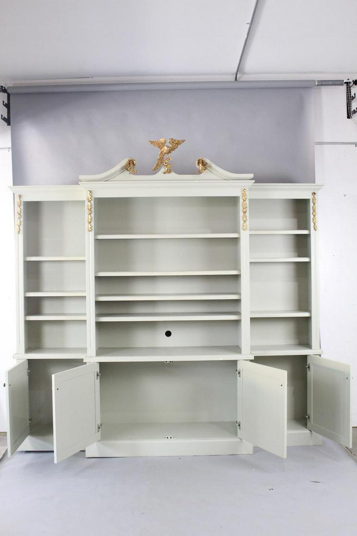 Large Stepback Breakfront Mint Painted Cabinet Shelving (1 of 9)