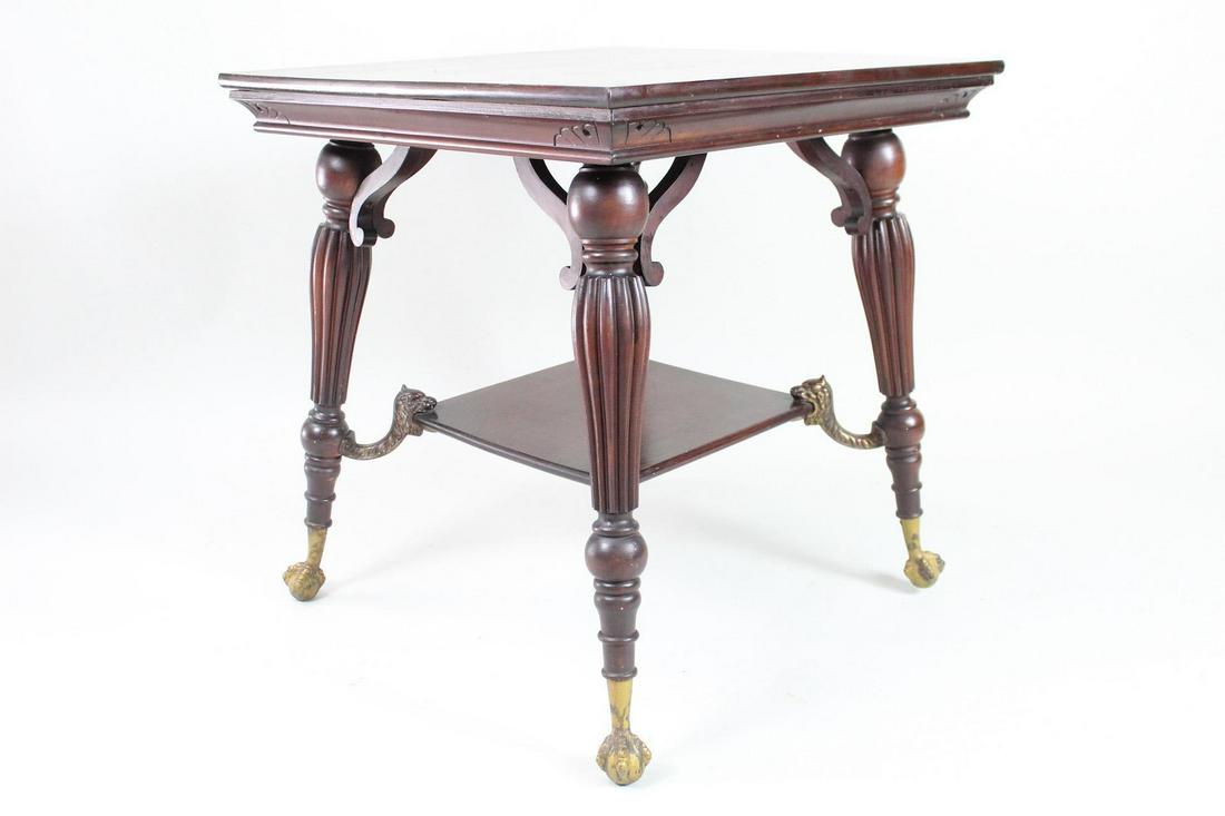 Victorian Mahogany Merklen Huntzinger Claw Foot Table (1 of 11)