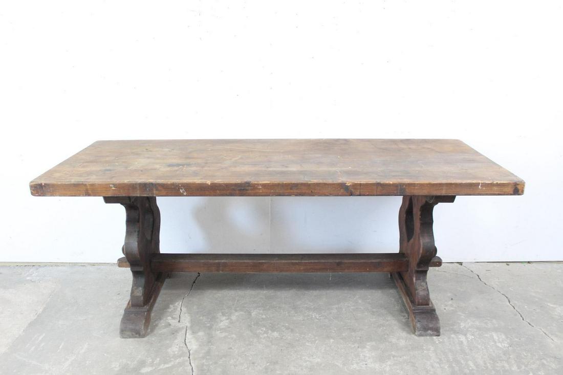 Large Wooden Refectory Farmhouse Dining Trestle Table (1 of 9)
