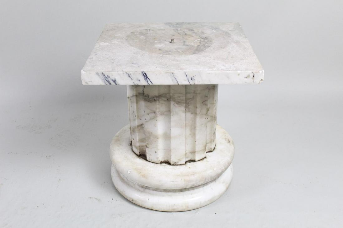 Low White Marble Neoclassical Fluted Garden Pedestal (1 of 8)