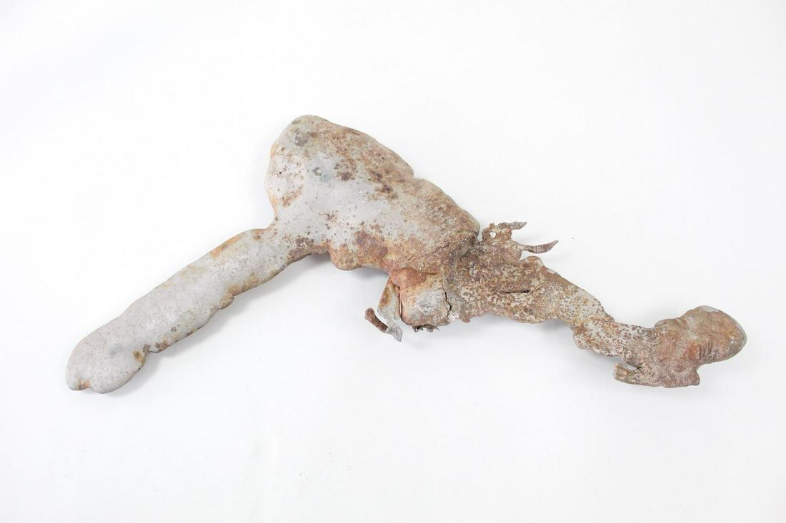 Brutalist Metal Slag Found Art Sculpture, Chemiakin, 31: Abstract Metal Splatter Found Art, Chemiakin 31 of 35 Mixed metals Weight: 19 lbs Dimensions are 2.25 in h x 25.75 in w x 13.5 in d. This metal slag piece was handpicked by artist Mihail Chemiakin (b.