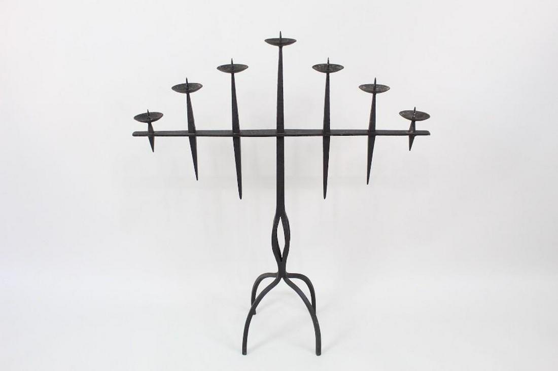Brutalist Wrought Iron Candelabra, Giacometti Style (1 of 10)