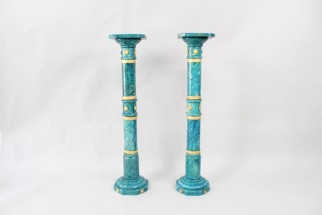 2 Blue-Green Marble Neoclassical Display Pedestals (1 of 12)