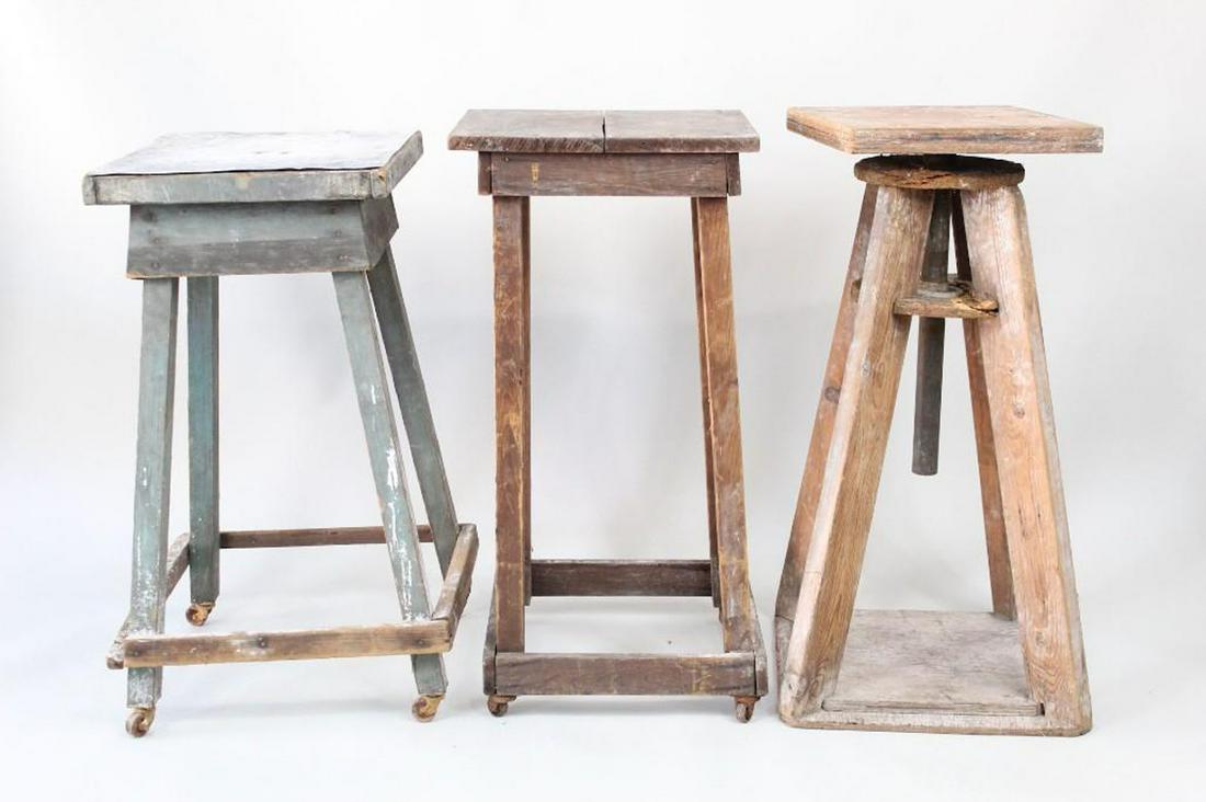 3 Primitive Sculptor Studio Sculpture Stands, Pedestals (1 of 14)