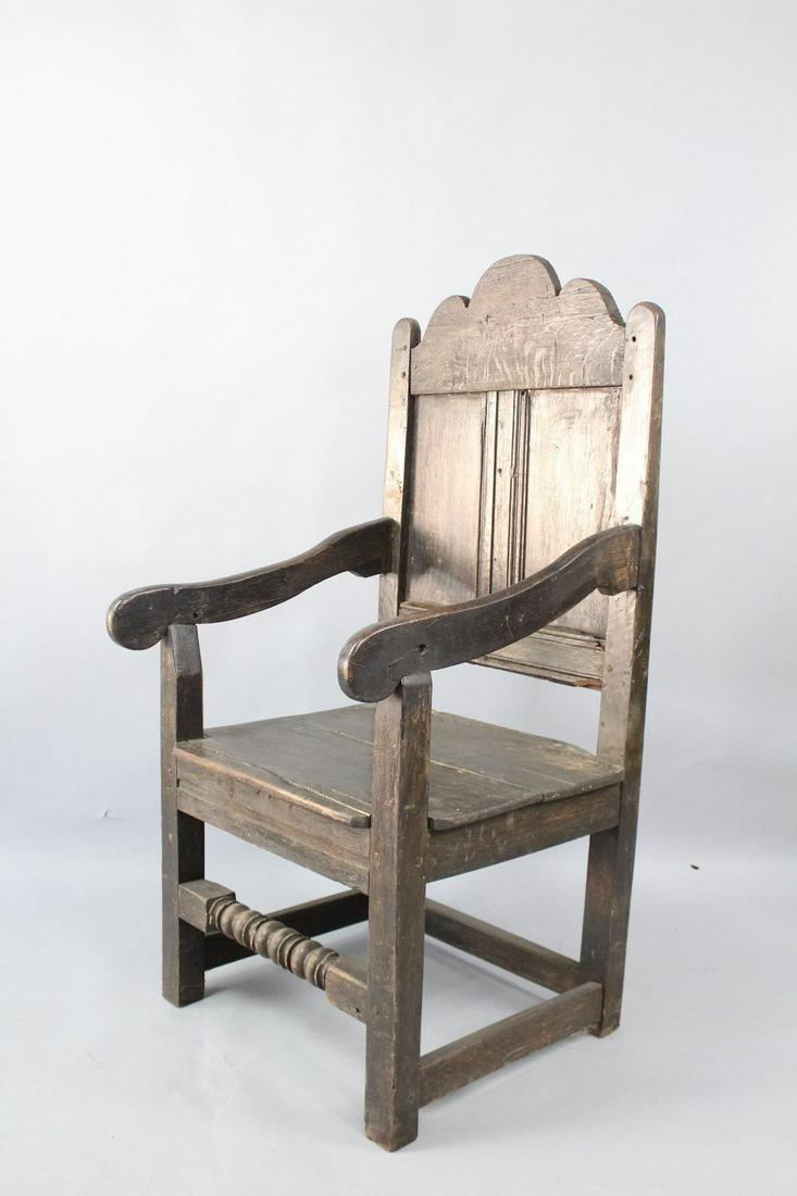 Antique Primitive Carved & Turned Wainscot Armchair (1 of 13)