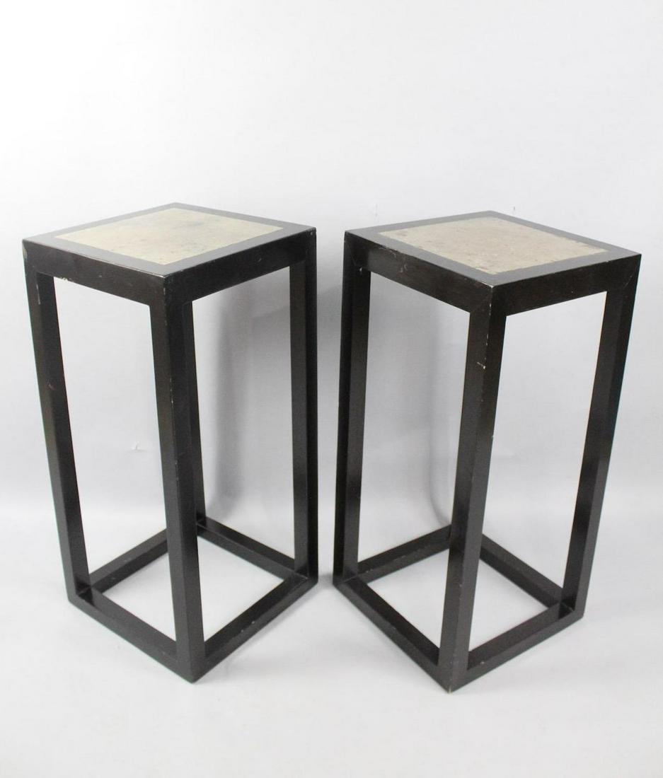 Pair of Ebonized Wood & Stone Modern Display Pedestals (1 of 8)