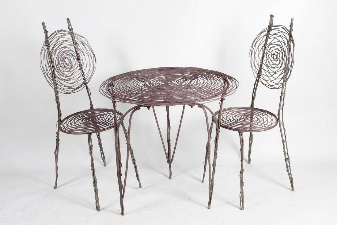 Wrought Iron Patio Garden Bistro Set, Table & 2 Chairs (1 of 19)