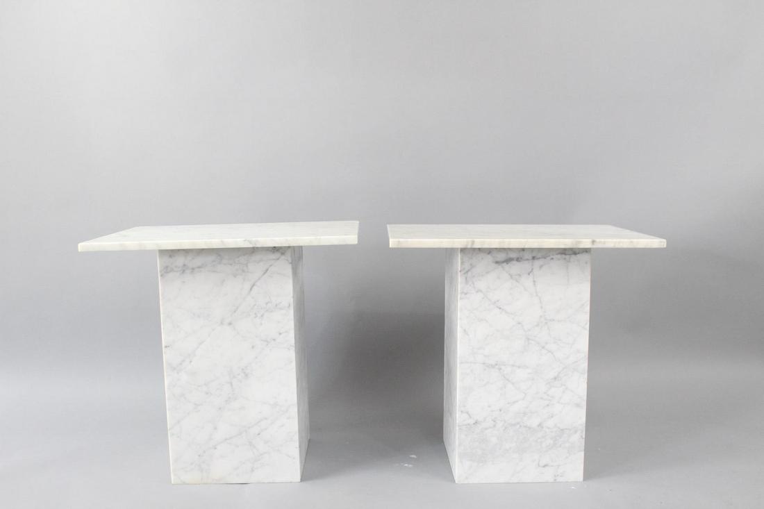 Pair of White Marble Side Tables or Display Pedestals (1 of 7)