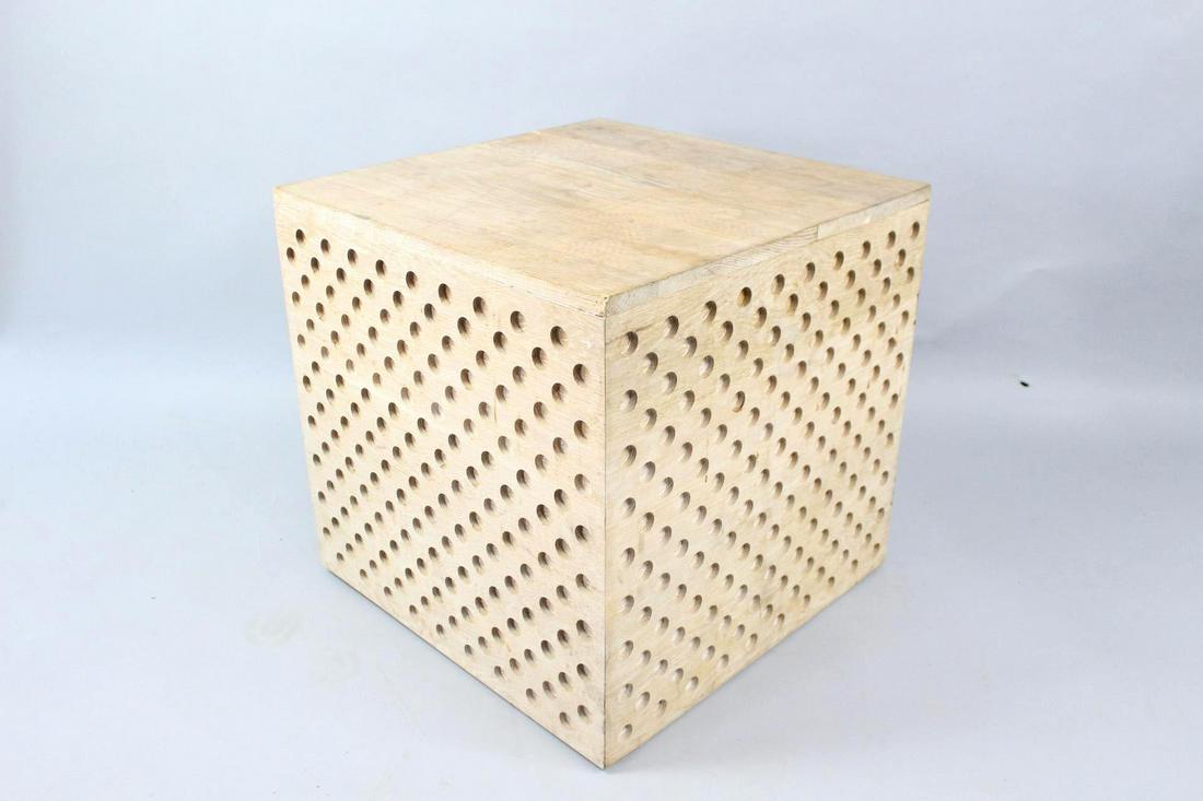 Modern Wooden Cube Side Table or Display Pedestal (1 of 9)