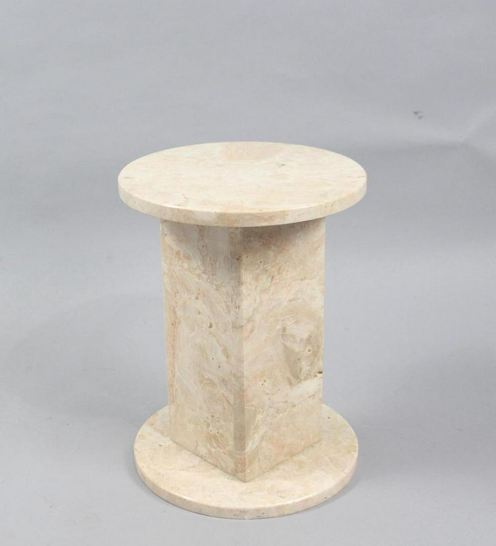 Small Round Peachy Marble Sculpture Display Pedestal (1 of 6)