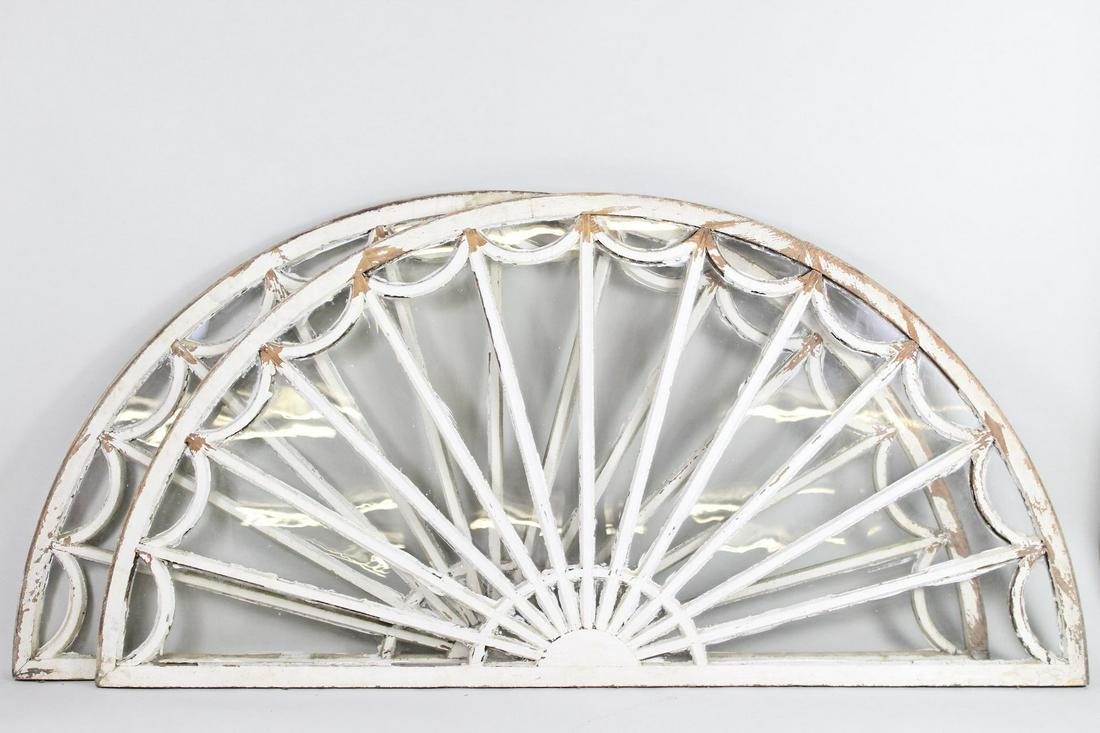 2 Lg Antique Architectural Fan Light Demilune Windows (1 of 15)