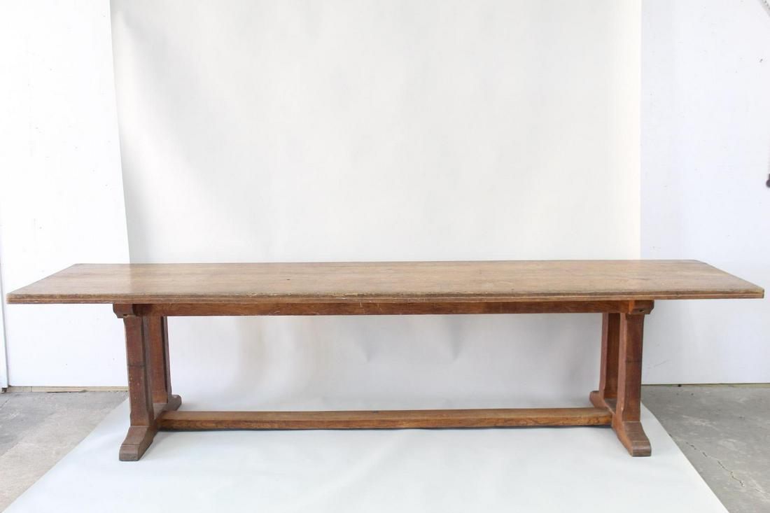 10 ft Antique Refectory Oak Trestle Dining Table (1 of 16)