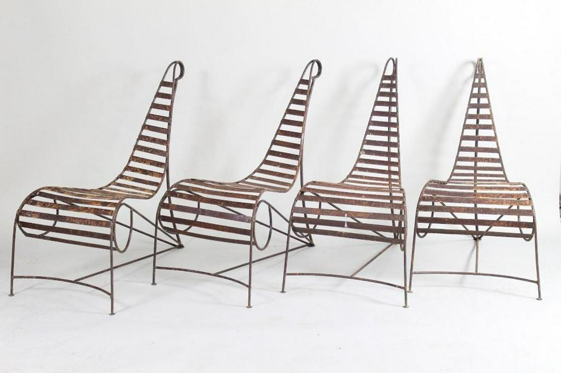 4 Postmodern Andre Dubreuil Style Metal Spine Chairs (1 of 10)