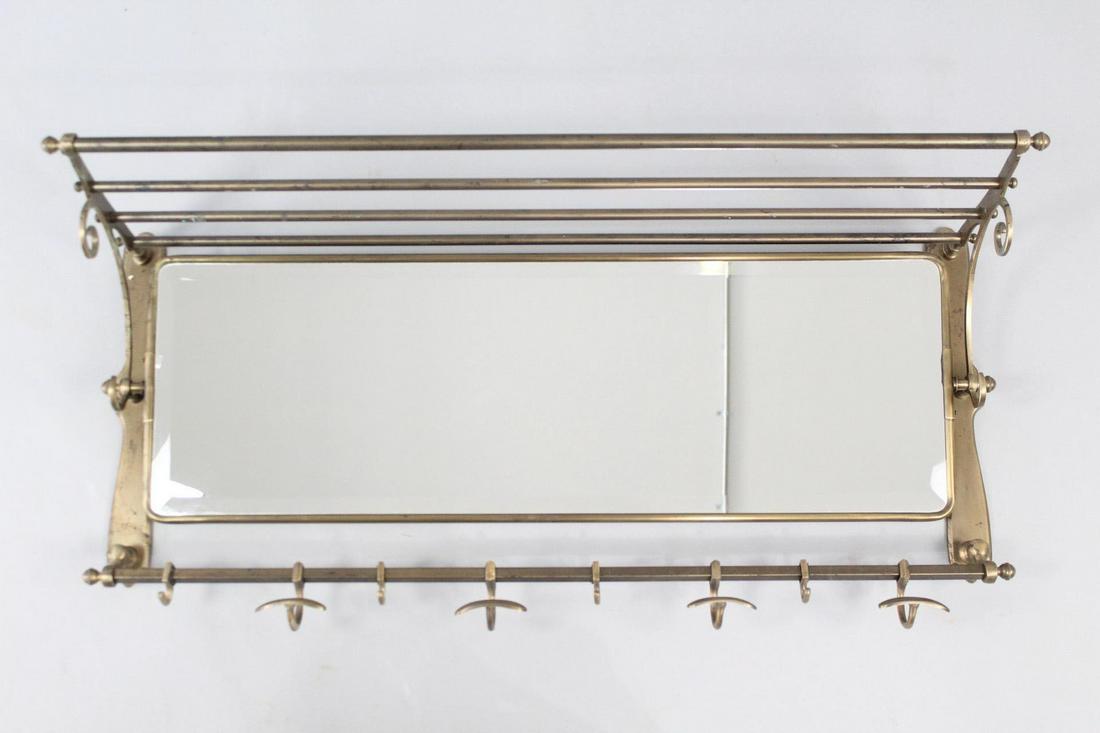 French Art Deco Style Entryway Hat & Coat Rack w/Mirror (1 of 11)