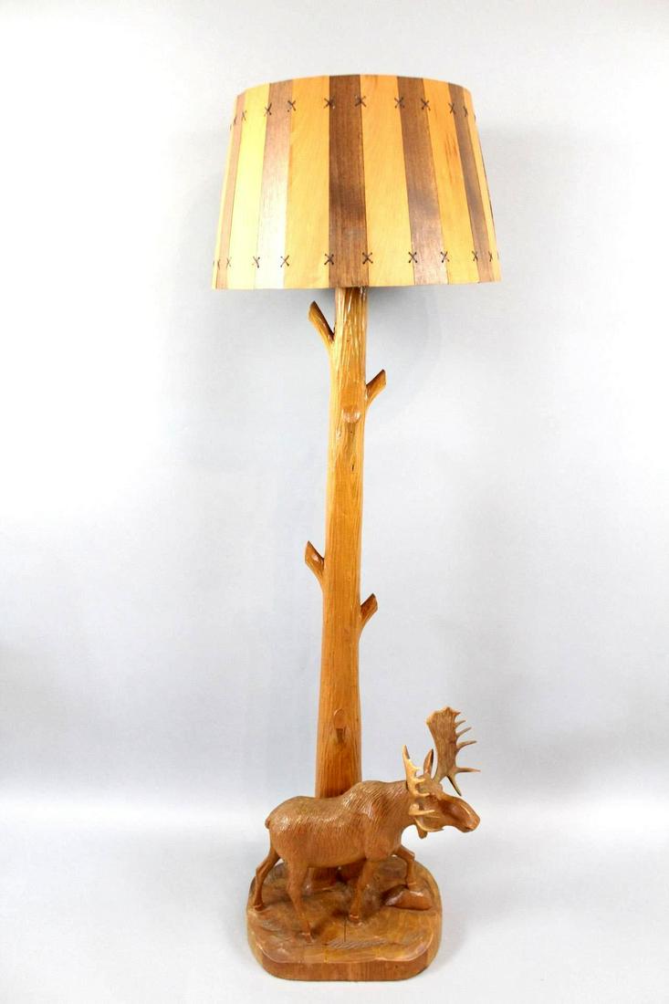 Dube Style Carved Wood Moose Floor Lamp, Adirondack (1 of 10)