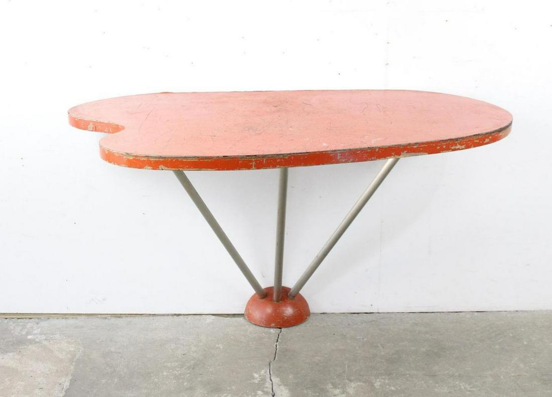 Red Painted Console Table Shaped Like Painter's Palette (1 of 12)