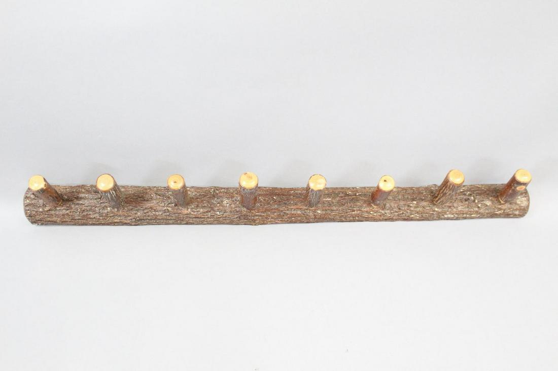 Hickory Bark On Log 8 Hook Coat Rack, Adirondack Lodge (1 of 8)