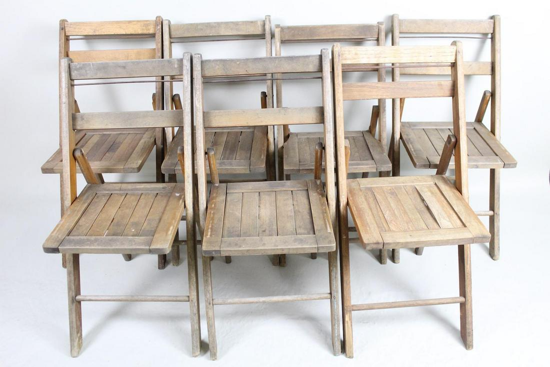 Set of 7 Wooden Folding Outdoor Garden Wedding Chairs (1 of 12)