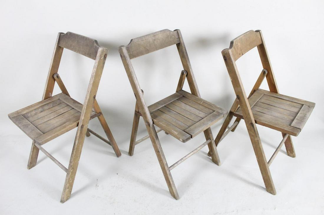 Set of 3 Wooden Folding Outdoor Garden Wedding Chairs (1 of 12)