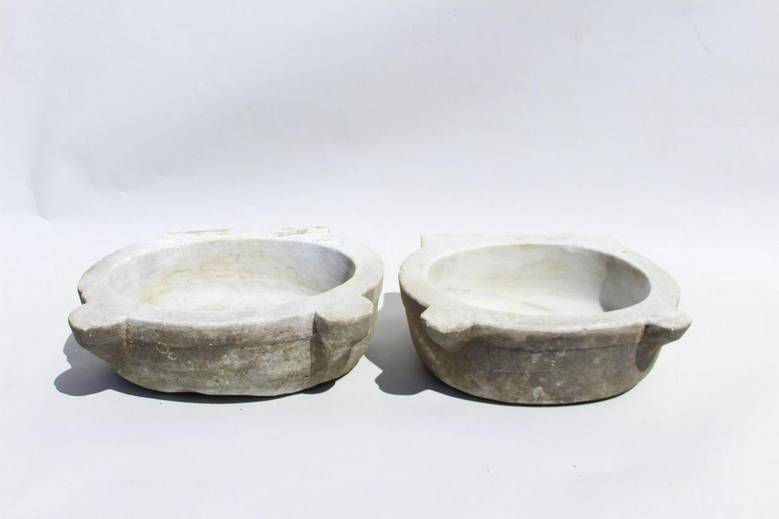 2 Turkish Stone Sink Basins, Bird Bath Planters (A) (1 of 8)