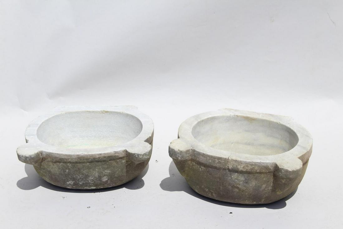 2 Turkish Stone Sink Basins, Bird Bath Planters (E) (1 of 6)