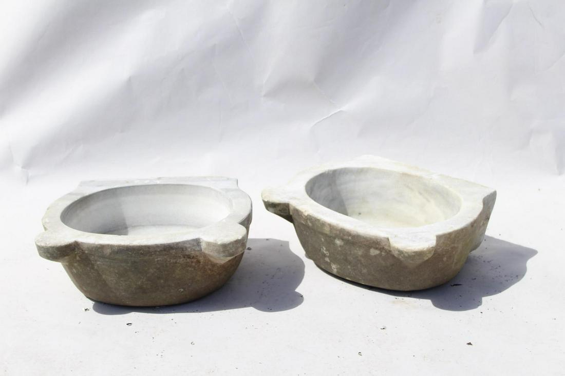 2 Turkish Stone Sink Basins, Bird Bath Planters (I) (1 of 7)