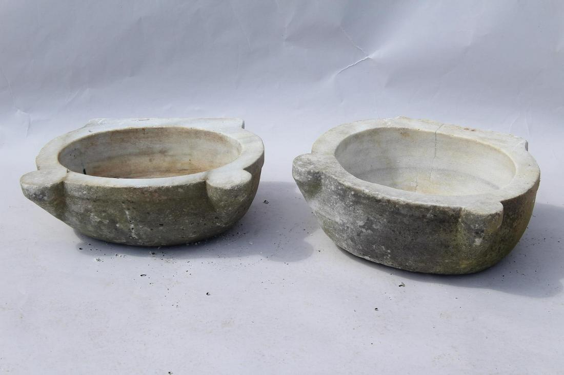 2 Turkish Stone Sink Basins, Bird Bath Planters (K) (1 of 5)