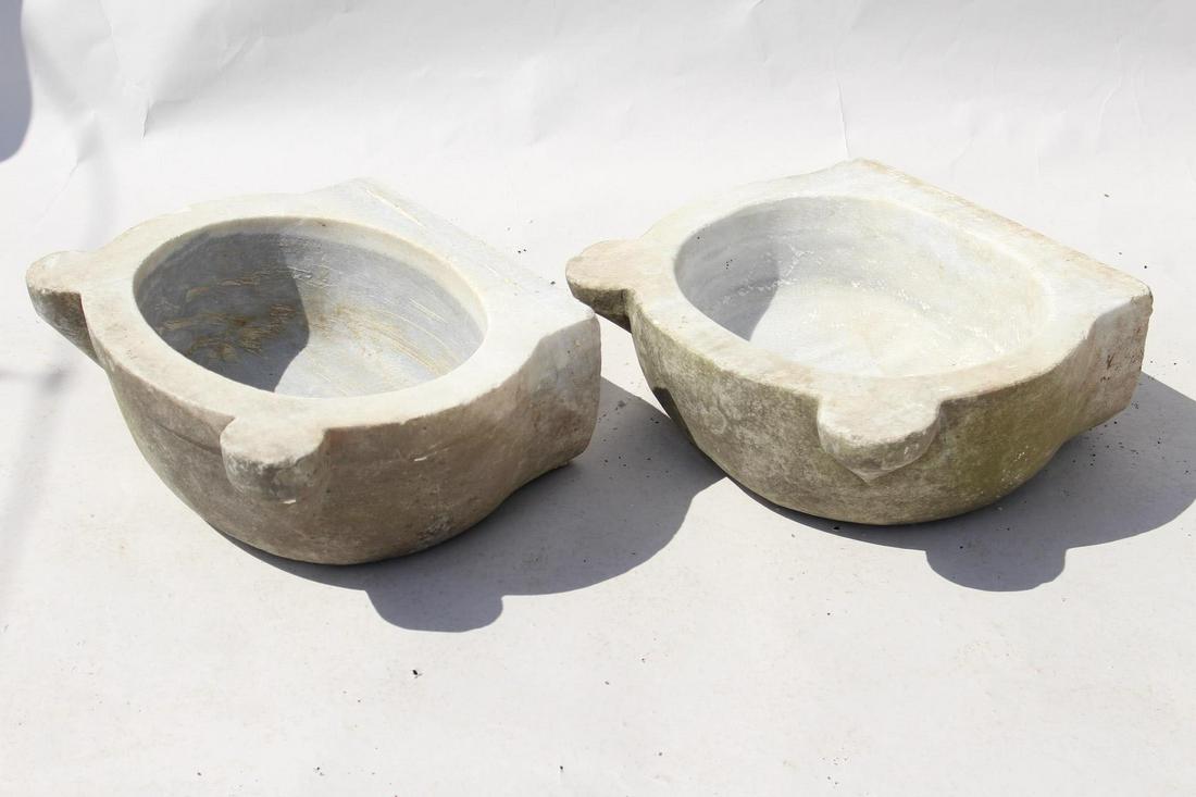 2 Turkish Stone Sink Basins, Bird Bath Planters (L) (1 of 7)