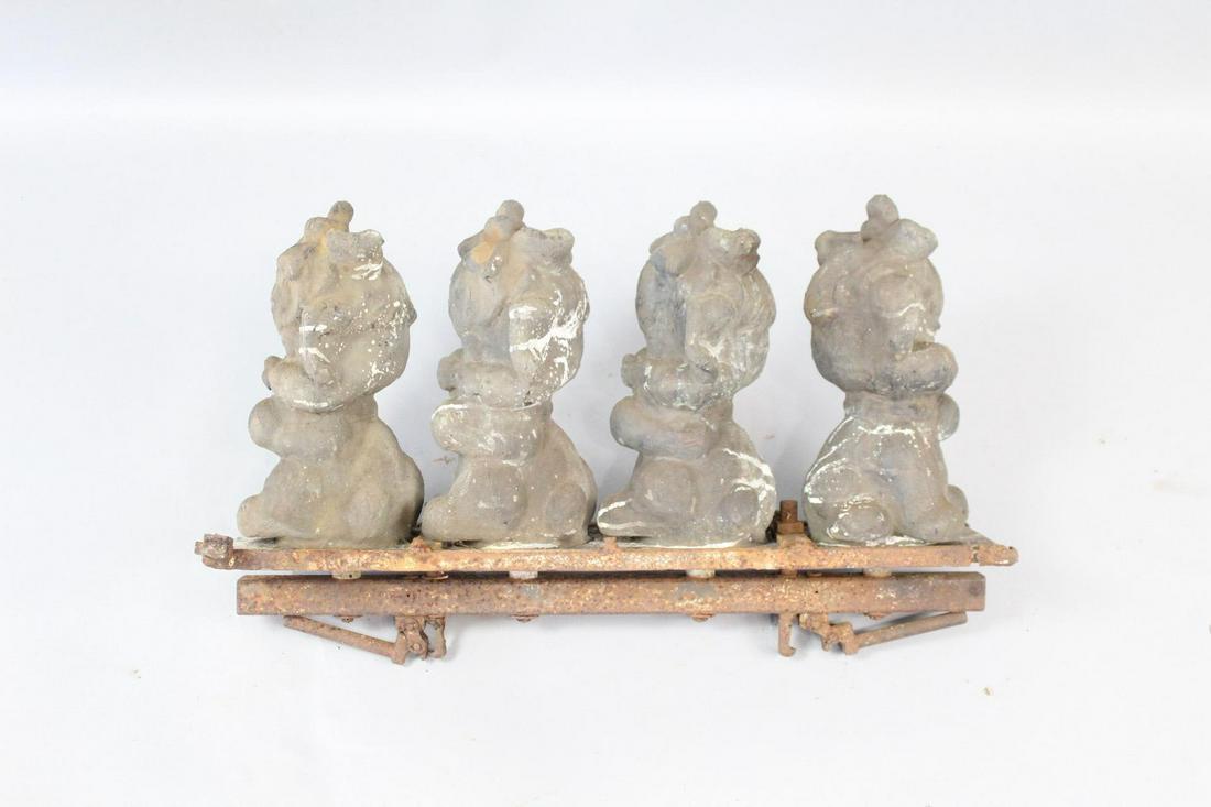 Industrial Metal Toy Doll Injection Molds,Bunny Rabbits: Industrial Metal Toy Doll Molds, Bunny Rabbits. Injection mold in metal, mounted on a frame with 4 molds. Used in factories to make toys in rubber or plastic. This mold is for 4 bunnies. From the priv