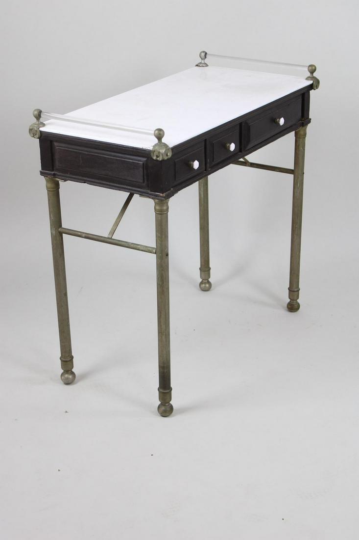 Antique Industrial Milk Glass Top Console Table, Medical/Dental (1 of 19)
