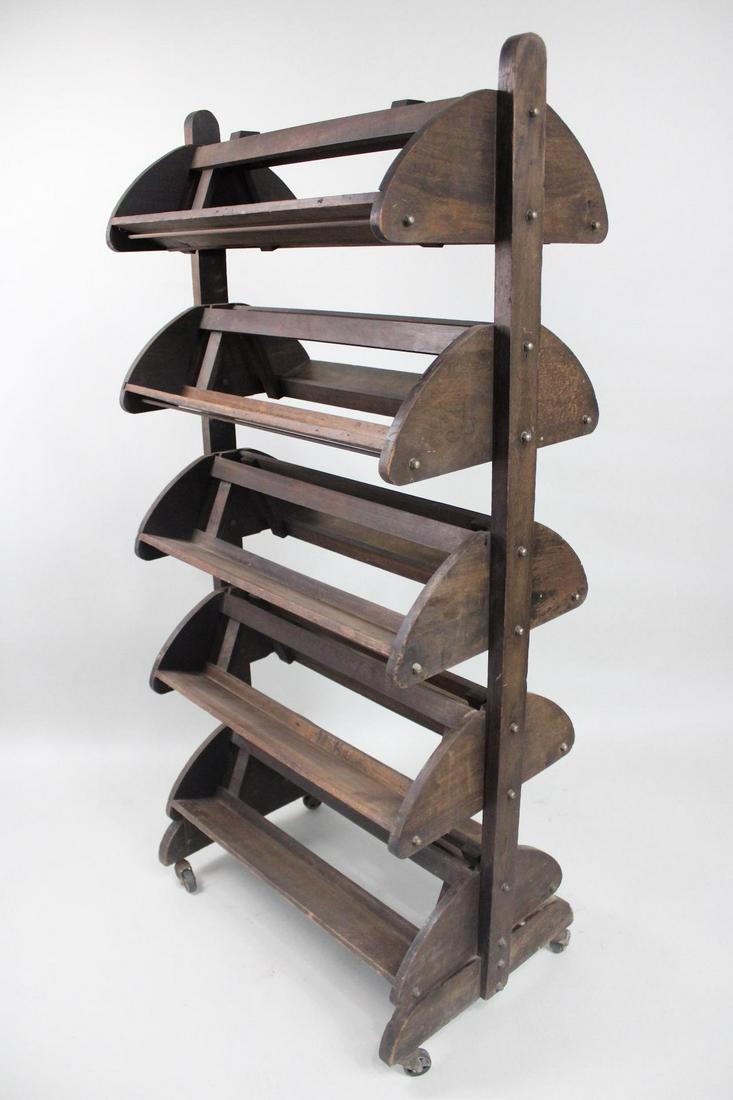 5-ft Tall Library Book Shelf Rolling Cart, Double-Sided (1 of 9)