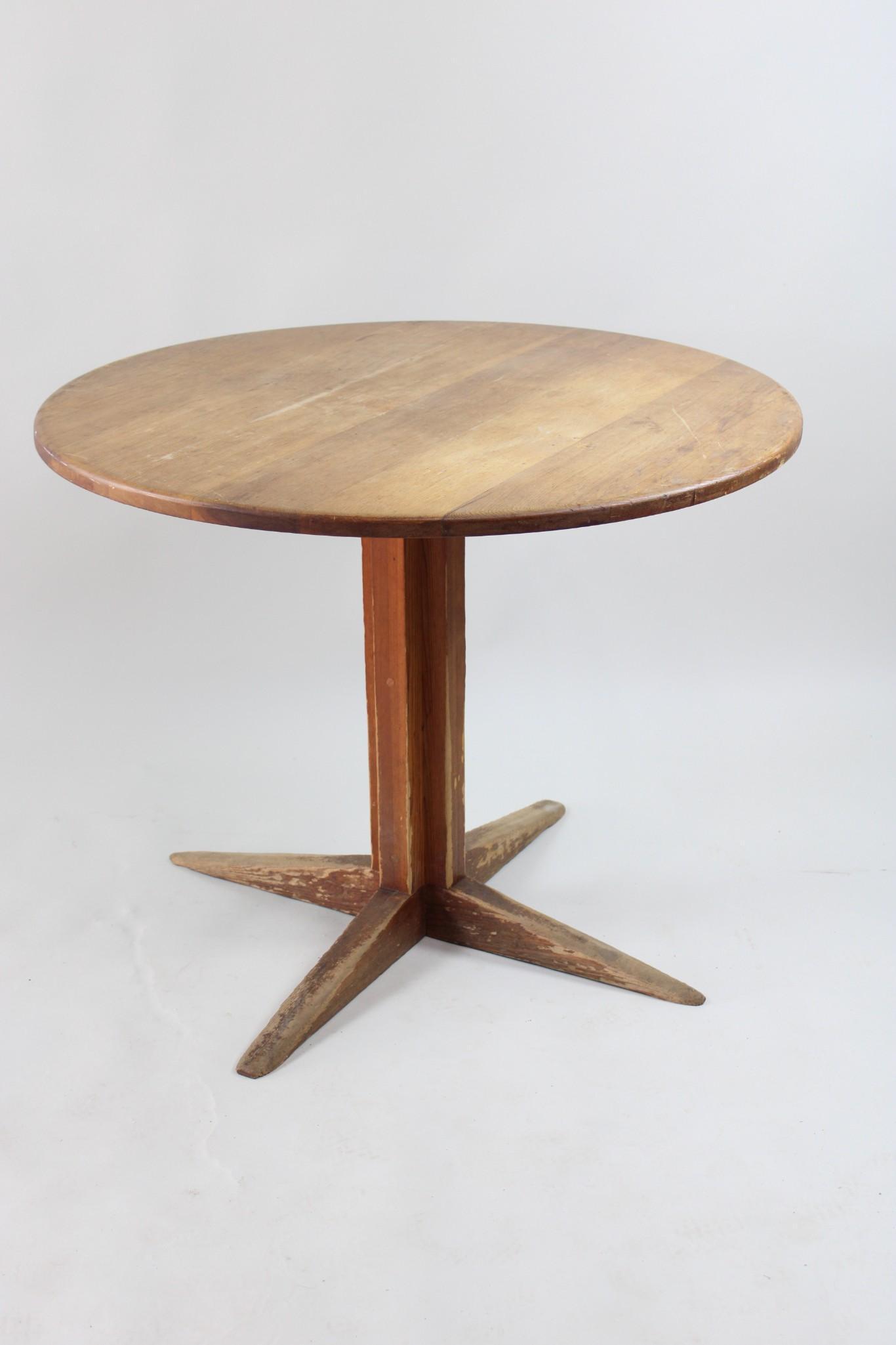 Wood Cafe Table by Turner & Cook, Southfield MA, Prouve Style Legs, Round (1 of 13)