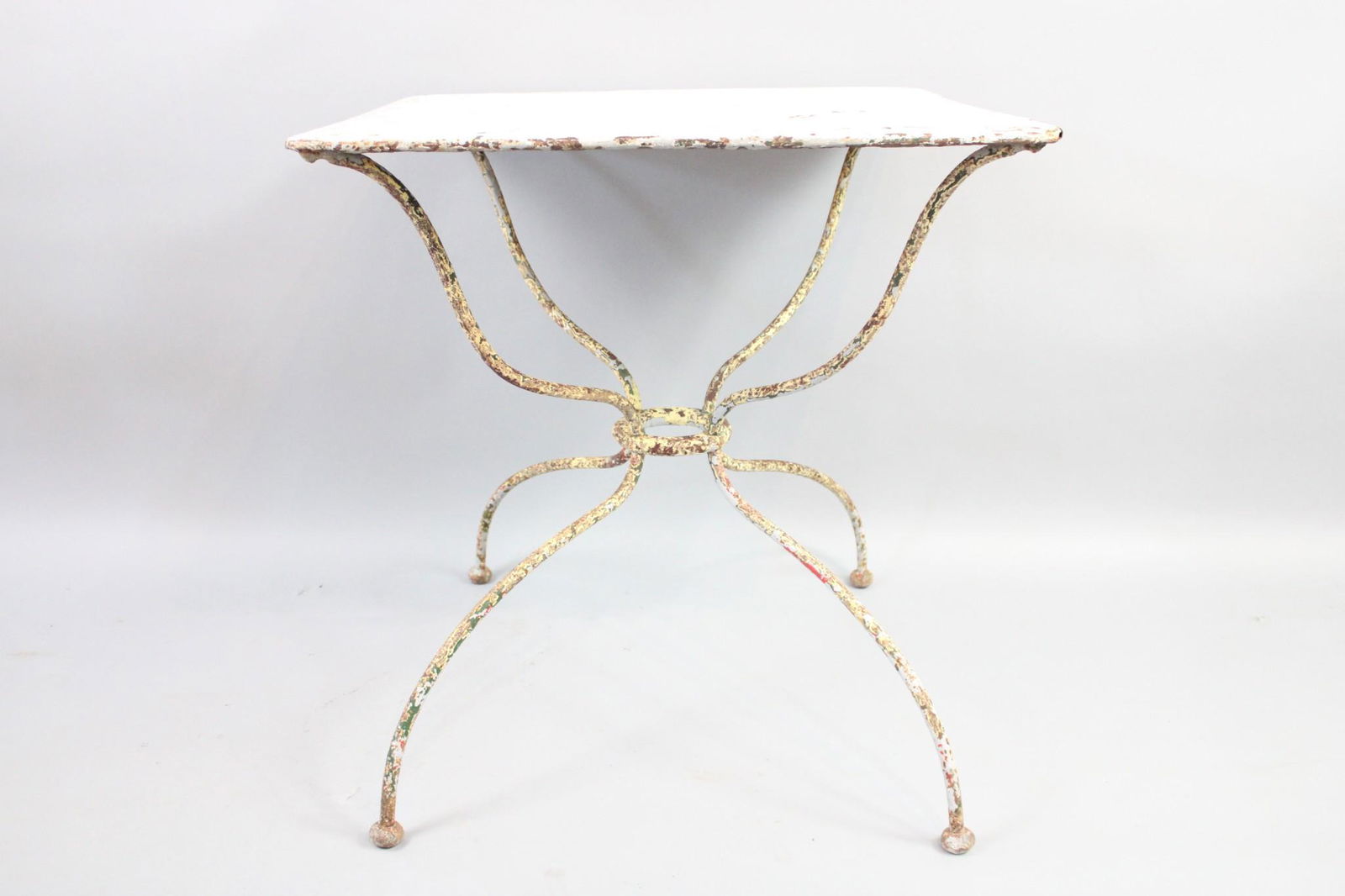 Antique French Square Top Painted Metal Bistro Table (1 of 12)