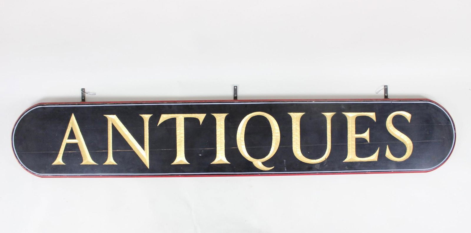 Large 7 Ft Painted Wood "Antiques" Sign with Carved Gold Letters (1 of 13)