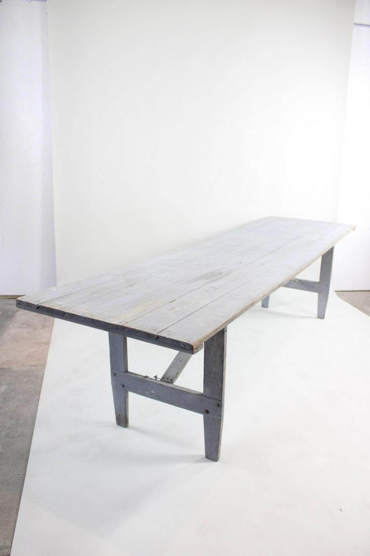 Huge 10 Ft Gray Painted Wood Folding Industrial Work Table (1 of 11)