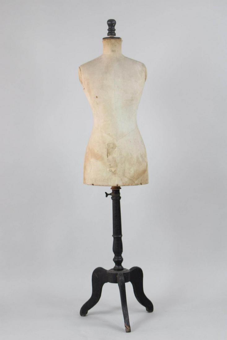 Early White Dress Form Mannequin Rotating on Black Wood Tripod Stand (1 of 12)