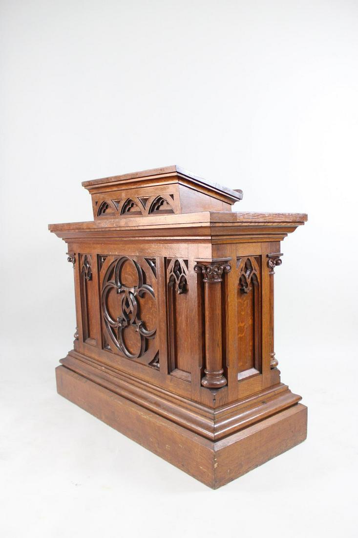 Large Gothic Revival Paneled Oak Podium, Restaurant Host Stand (1 of 15)