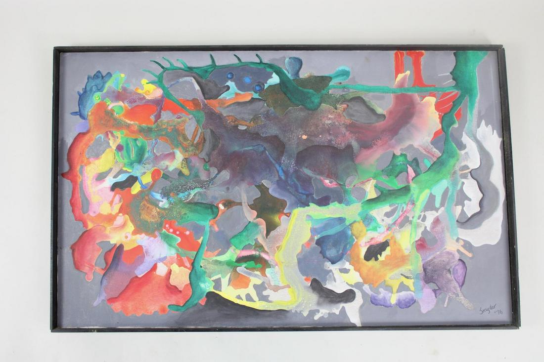 Bright & Vibrant Modern Abstract Painting, Signed Snyder 1976 (1 of 8)