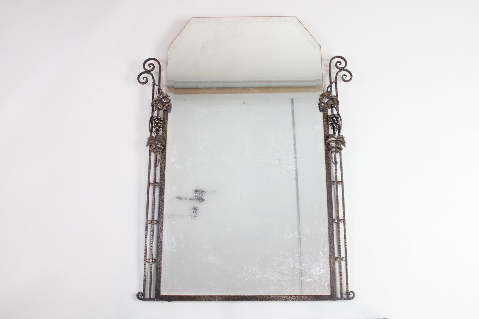 Art Deco Skyscraper Mirror Hand Wrought Frame, Grape Vine Motif (1 of 12)