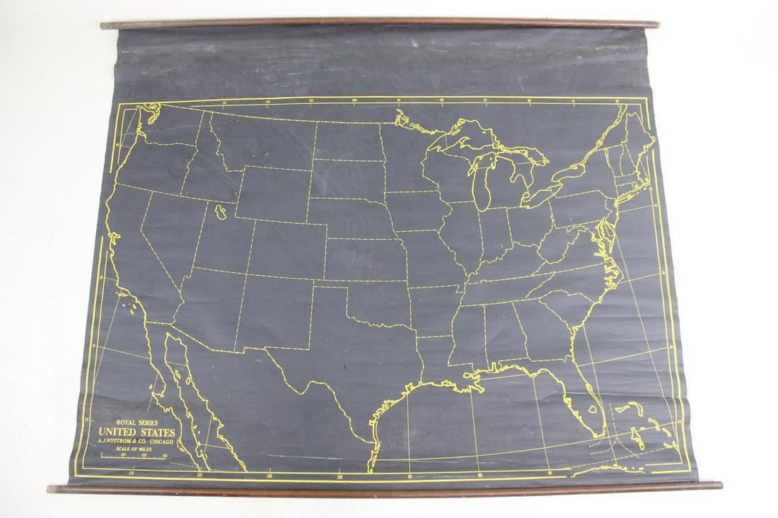 AJ Nystrom 2-Sided Chalkboard School Map, US & World (1 of 12)