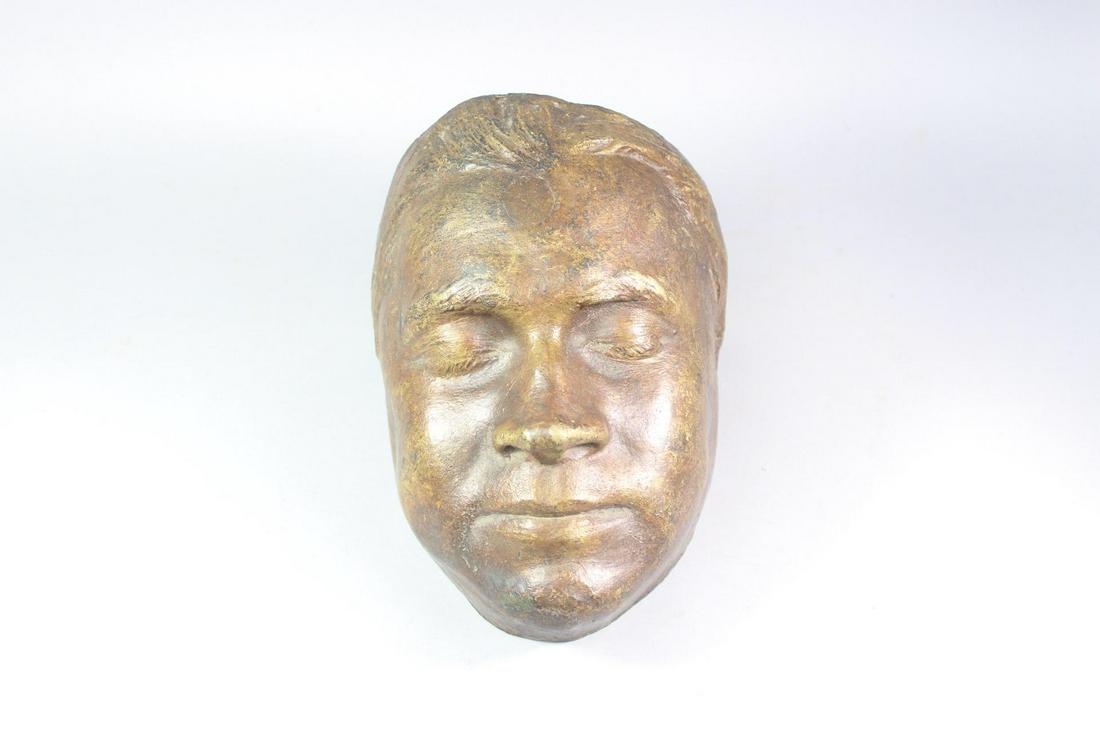 Brass Sculpture of Peaceful Person At Rest, Death Mask (1 of 6)