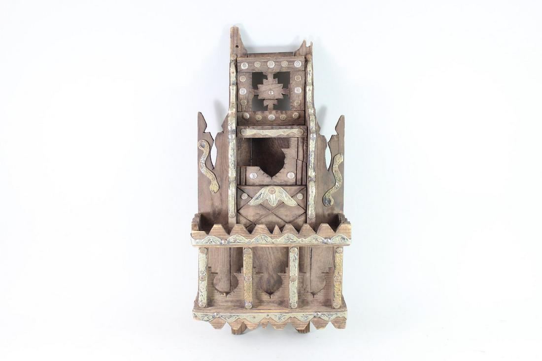 Antique Primitive Folk Art Mexican Wood Metal Reliquary (1 of 10)