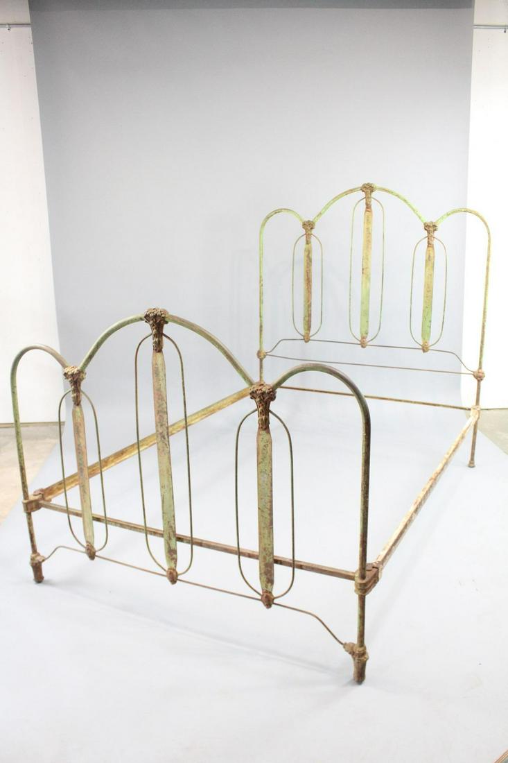 19th C French Painted Cast Iron Full Size Bed Frame (1 of 16)