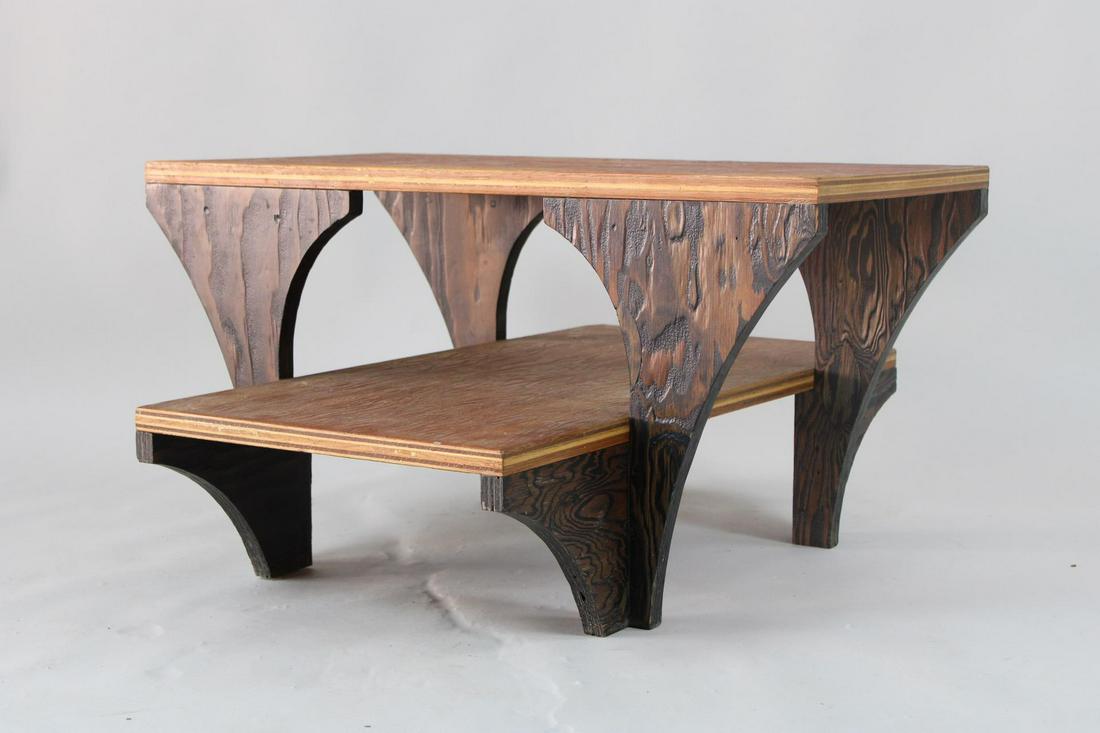 Two-Tiered Plywood Modern Sculptural Coffee Table (1 of 10)