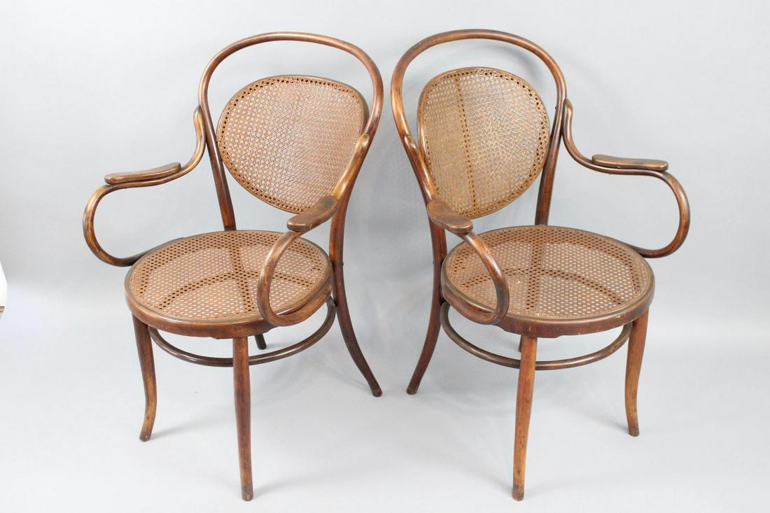 Pair of Thonet Style Bent Wood Arm Chairs (1 of 16)